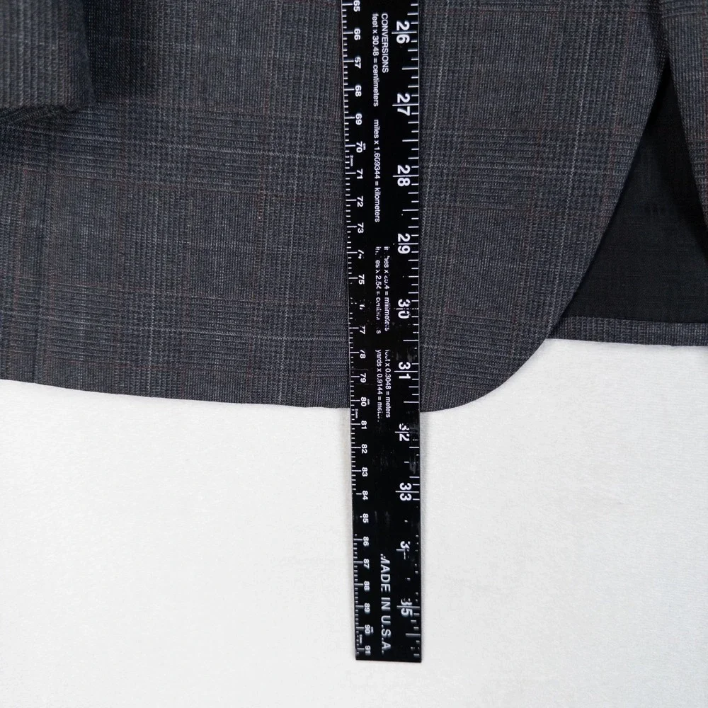 Halston Mens Blazer 40R Charcoal Gray Glen Plaid 2-Button Sport Coat Jacket
